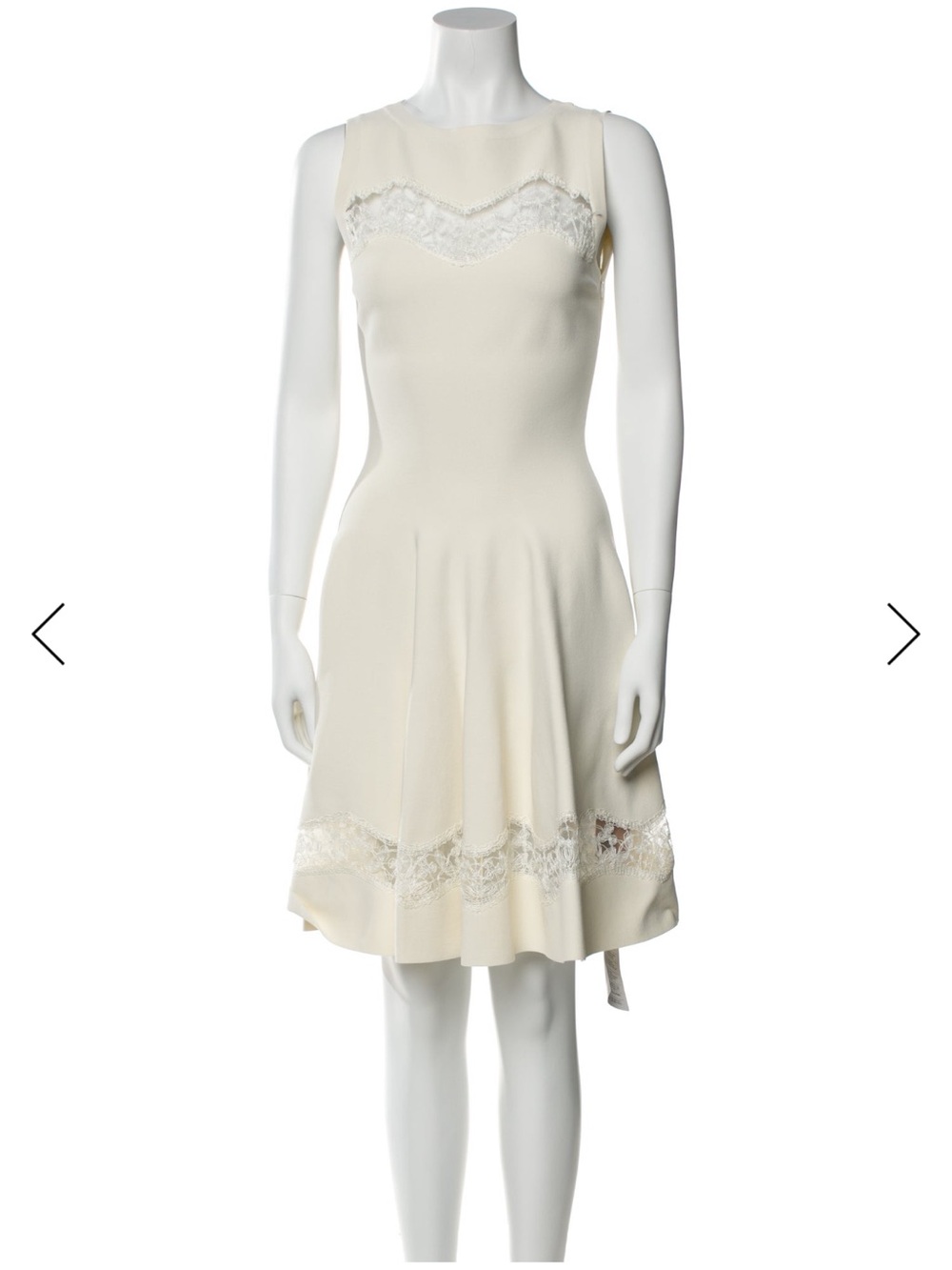 Alaia Cream Lace-Trim Sleeveless Fit & Flare Dress